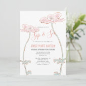 ほんのりピンクのシップ＆シー フラワー ベイビーガール ベイビーシャワー 招待状 (スタンド正面)