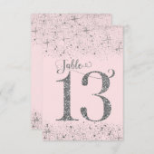 ほんのりピンクのシルバーグリッター テーブルナンバー 13番 (正面/裏面)