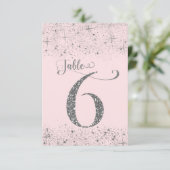 ほんのりピンクのシルバーグリッター テーブルナンバー 6 (スタンド正面)