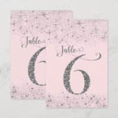 ほんのりピンクのシルバーグリッター テーブルナンバー 6 (正面/裏面)