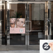 ほんのりピンクのスクリプトロゴ写真メイクスタジオ窓 ウィンドウサイン (オフィスドア)