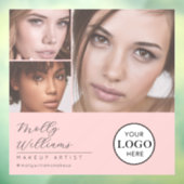 ほんのりピンクのスクリプトロゴ写真メイクスタジオ窓 ウィンドウサイン (シート3)