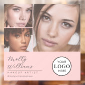 ほんのりピンクのスクリプトロゴ写真メイクスタジオ窓 ウィンドウサイン (シート2)