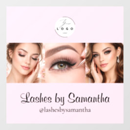 ほんのりピンクのスクリプトロゴ写真メイクスタジオ窓 ウィンドウサイン