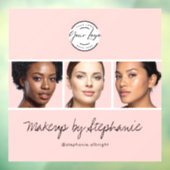 ほんのりピンクのスクリプトロゴ写真メイクスタジオ ウィンドウサイン (シート3)