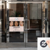 ほんのりピンクのスクリプトロゴ写真メイクスタジオ ウィンドウサイン (オフィスドア)