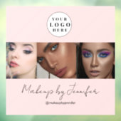 ほんのりピンクのスクリプトロゴ写真メイクスタジオ ウィンドウサイン (シート3)