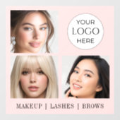 ほんのりピンクのスクリプトロゴ写真メイクスタジオ ウィンドウサイン (シート)