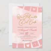 ほんのりピンクのスペイン風天国の赤ちゃんシャワー 招待状 (正面)