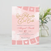 ほんのりピンクのスペイン風天国の赤ちゃんシャワー 招待状 (スタンド正面)