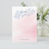 ほんのりピンクのネイビーブルーな花のカリグラフィーお礼の言葉 サンキューカード (スタンド正面)