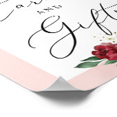 ほんのりピンクのバーガンディーフラワーのカードとギフトのサイン ポスター (角)