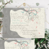 ほんのりピンクのパステルミントとグレイのラブバードウェディング 招待状