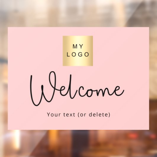 ほんのりピンクのビジネスロゴ ウェルカムウィンドウ ウィンドウサイン (シート2)