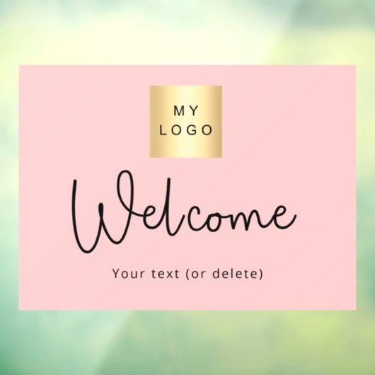 ほんのりピンクのビジネス ロゴ ウェルカム ウィンドウ ウィンドウサイン (シート3)