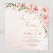 ほんのりピンクのベイビー イン ブルーム ベイビーシャワー 招待状 (正面/裏面)