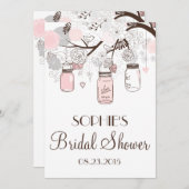 ほんのりピンクのメイソンジャーと花のブライダルシャワー招待状 招待状 (正面/裏面)