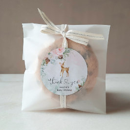 ほんのりピンクの冬の赤ちゃん鹿に感謝 ラウンドシール