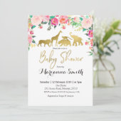ほんのりピンクの動物ベイビーシャワー招待状 招待状 (スタンド正面)