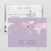 ほんのりピンクの地図, 任意の目的地 セーブ・ザ・デート ポストカード (正面/裏面)