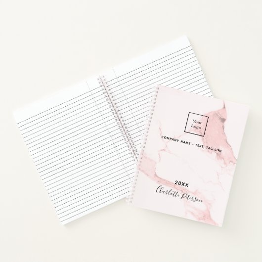 ほんのりピンクの大理石の名がエレガントなビジネスロゴ ノートブック (内部)