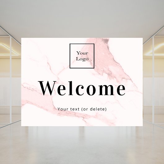 ほんのりピンクの大理石の模様のビジネスロゴ歓迎 ウィンドウサイン