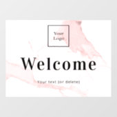 ほんのりピンクの大理石の模様のビジネスロゴ歓迎 ウィンドウサイン (シート)