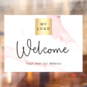 ほんのりピンクの大理石 ビジネス ロゴ ウェルカム ウィンドウサイン (シート2)