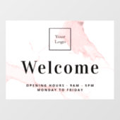 ほんのりピンクの大理石 ビジネス ロゴ ウェルカム ウィンドウサイン (シート)