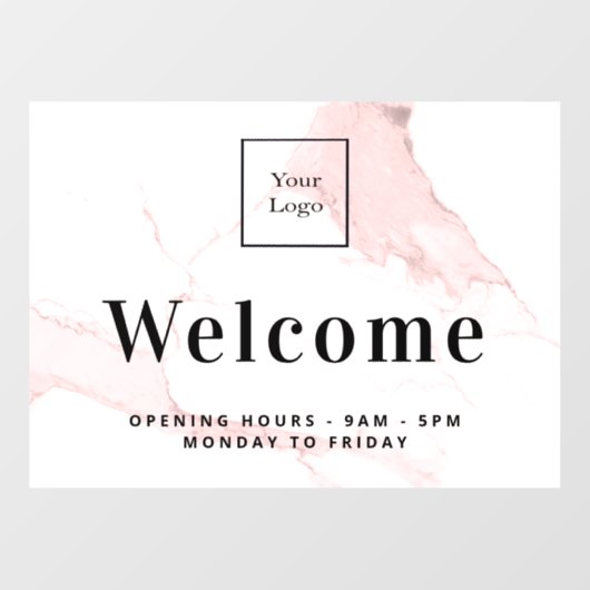 ほんのりピンクの大理石 ビジネス ロゴ ウェルカム ウィンドウサイン (シート)