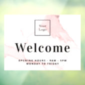 ほんのりピンクの大理石 ビジネス ロゴ ウェルカム ウィンドウサイン (シート3)