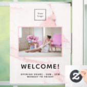 ほんのりピンクの大理石 ビジネス ロゴ 写真 ウェルカム ウィンドウサイン (ホーム)