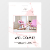 ほんのりピンクの大理石 ビジネス ロゴ 写真 ウェルカム ウィンドウサイン (シート)