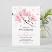 ほんのりピンクの桜の花の誕生日 招待状 (スタンド正面)
