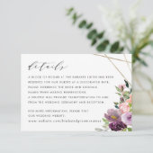 ほんのりピンクの梅の花の幾何学模様の紫のディテール 招待状 (スタンド正面)