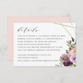 ほんのりピンクの梅の花の幾何学模様の紫のディテール 招待状 (正面/裏面)