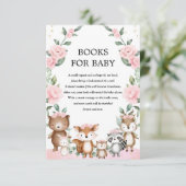 ほんのりピンクの森の動物の絵本 赤ちゃんの女の子 エンクロージャーカード (スタンド正面)