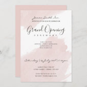 ほんのりピンクの水彩筆致オープニングセレモニー 招待状 (正面/裏面)