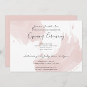 ほんのりピンクの水彩筆致オープニングセレモニー 招待状 (正面/裏面)