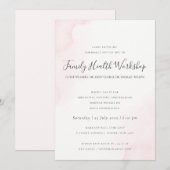 ほんのりピンクの水彩筆跡 ワークショップ イベント 招待状 (正面/裏面)
