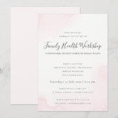 ほんのりピンクの水彩筆跡 ワークショップ イベント 招待状 (正面/裏面)