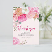 ほんのりピンクの水彩花イラストのウェルカムカード サンキューカード (スタンド正面)