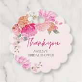 ほんのりピンクの水彩花イラストのウェルカムカード フェイバータグ (正面)