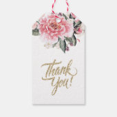 ほんのりピンクの水彩花イラストの感謝メッセージ ギフトタグ (裏面)