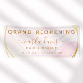 ほんのりピンクの水彩 ゴールド サークル サロン 再オープン 横断幕