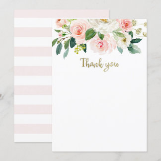 ほんのりピンクの水彩 ベイビーシャワー サンクスカード 招待状