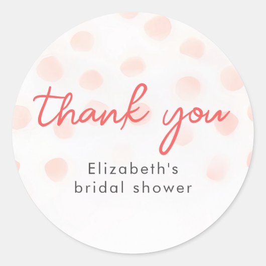 ほんのりピンクの水玉模様 ミニマル かわいい サンクス ラウンドシール (正面)