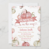 ほんのりピンクの白いかぼちゃが生まれるよ！ベイビーシャワー 招待状 (正面)