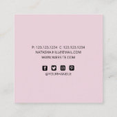 ほんのりピンクの筆致とゴールドのドット スクエア名刺 (裏面)