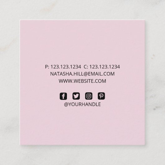 ほんのりピンクの筆致とゴールドのドット スクエア名刺 (裏面)